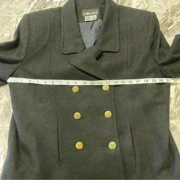 Sag Harbor Blazer Jacket Women’s Size 12 Wool Black Double Breasted Vintage - Picture 6 of 8